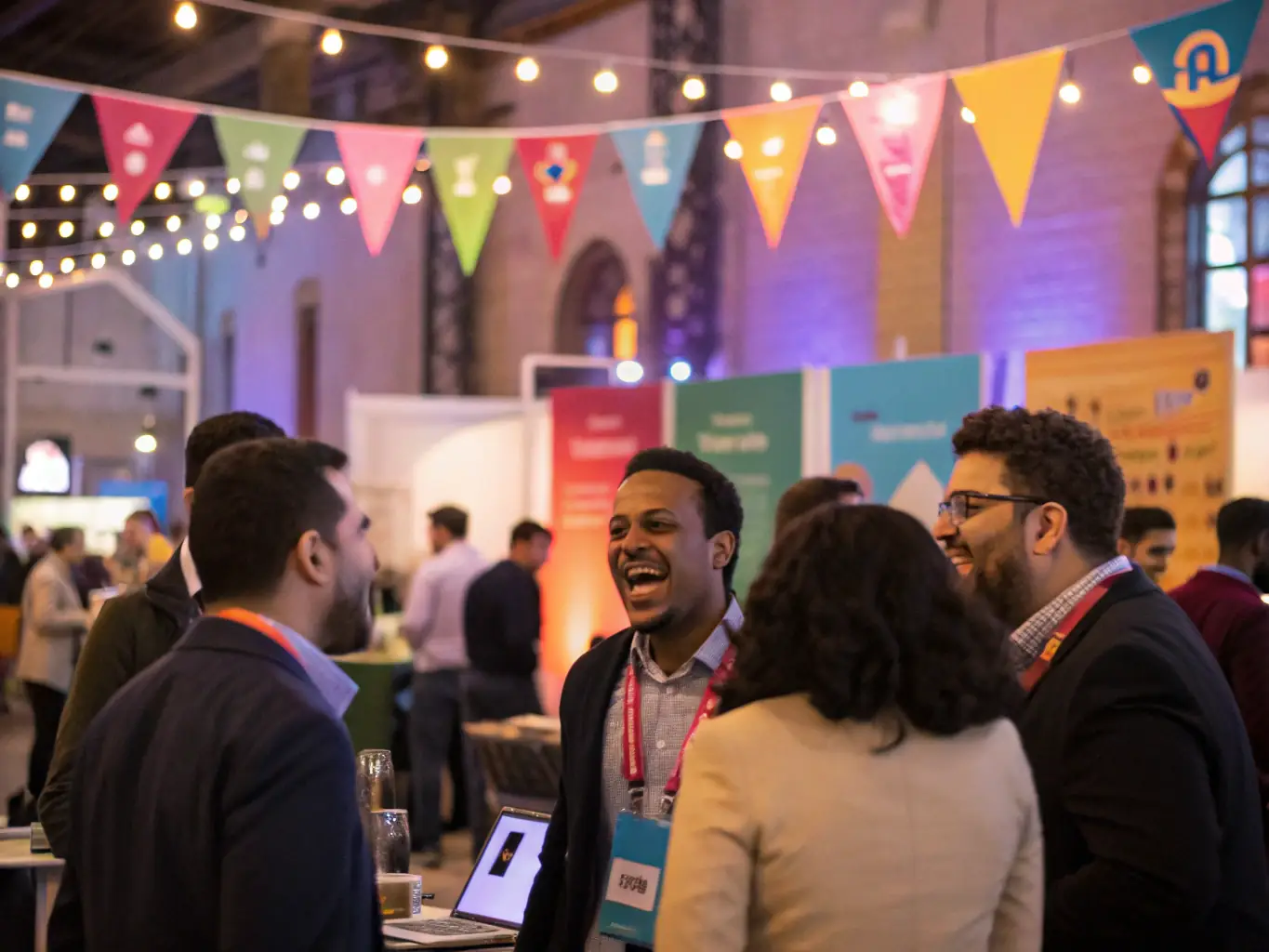 A photograph of a vibrant startup meet in Bangalore, showcasing entrepreneurs pitching their ideas to investors.